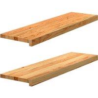 Berkfield Home Window Sills 2 pcs Light Brown 90x25x2 cm Solid Wood Oak | Size: Medium