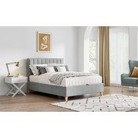 Bedmaster Rhodes Velvet Ottoman Bed & Neptune Spring Mattress in Light Grey | Size: Double