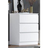 FWStyle Stora 3 Drawer White Chest Of Drawers (H) 77 (W) 60 (D) 40cm