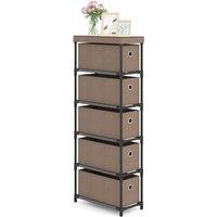 Gymax Narrow Dresser With 5 Drawers Slim Storage Tower Chest of Drawers in Brown