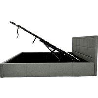 Modernique Grey Fabric Ottoman Storage Bed with Underneath Massive Store Space, Wooden Sprung Slatted Gas Liftup Solid Bedbase | Size: Small Double