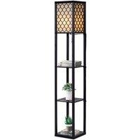 Costway Floor Lamp Freestanding Bedside Lounge Light Lamp W/3 Tier Storage Shelves E27 in Black