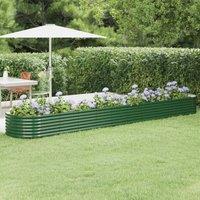 Garden Raised Bed Powder-coated Steel 440x80x36 cm Green