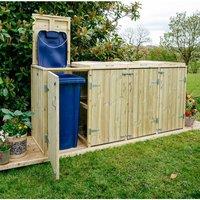 Buttercup Farm Shireburn Quad Wheelie Bin Store - Timber - Fits 4 x 360L Wheelie Bins in Brown
