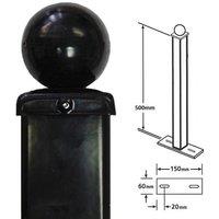 Burbage Iron Craft Sq. Ball Top Bolt-Down Post, Any Railings, Steel - L50 x W50 x H500 mm in Black