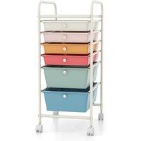 Gymax 6-Drawer Organizer Cart Mobile Rolling Utility Storage-Colorful