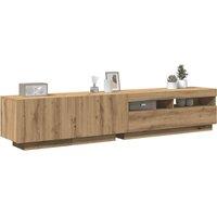 TV Cabinet with LED Lights Artisan Oak 200x35x40 cm Engineered Wood
