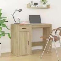 Natural Office Desk with Drawers and Shelf