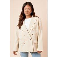 Dorothy Perkins Women's Petite Oversized Double Breasted Blazer in Butter | Size: 20