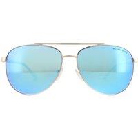 Michael Kors Women's Aviator Rose Gold White Blue Mirror Sunglasses