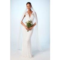 Plunge Neck Boho Fishtail Wedding Dress
