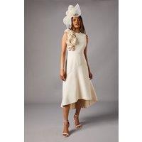 Coast Women's Petite 3D Corsage High Low Dress in Champagne | Size: 4
