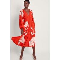 Monsoon Women's Talia Floral Applique Midi Tea Dress Orange | Size: 10