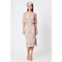 Coast Women's Floral Embellished Cape Midi Dress in Blush | Size: 12