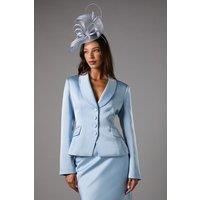 Coast Women's Waisted Jacket With Satin Lapel in Dusty Blue | Size: 14