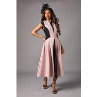 Coast Women's Petite Crepe colour Block Midi Dress in Blush | Size: 8