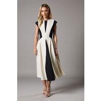 Coast Women's Petite Crepe colour Block Midi Dress in Mono | Size: 10
