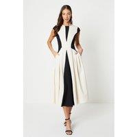 Coast Women's Crepe Colour Block Midi Dress in Mono | Size: 8