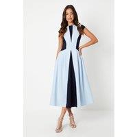 Coast Women's Crepe Colour Block Midi Dress in Pale Blue | Size: 10