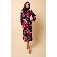 Little Mistress Women's Saffron & Amber Red Paisley Print Midi Dress | Size: 8