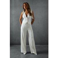 Tailored Tie Shoulder Waistcoat Jumpsuit