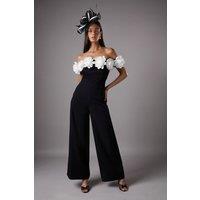 3D Flower Bardot Jumpsuit