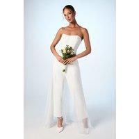 Corset Crepe Wedding Jumpsuit with Organza Overskirt