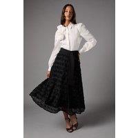 Coast Women's 3D Flower Midi Skirt in Black | Size: 10