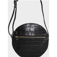 Assots London Women's JANE' Embossed Croc Leather Round Designer Crossbody Bag in Black