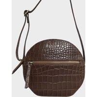 Assots London Women's JANE' Embossed Croc Leather Round Designer Crossbody Bag in Tan