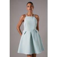 Halter Neck Crepe Mini Dress