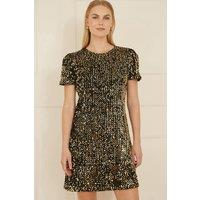 Yumi Women's Gold Sequin Tunic Dress | Size: 20