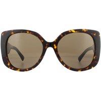 Versace Women's Square Havana Dark Brown Sunglasses