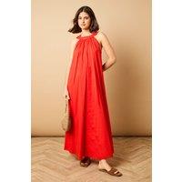 Oasis Women's Halterneck Maxi Smock Dress in Red | Size: 8