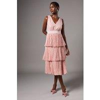 Coast Women's Sequin Tiered Midi Dress in Nude | Size: 8