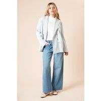 Dorothy Perkins Women's Oversized Double Breasted Blazer in Light Blue | Size: 14