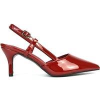 XY London Women's 'Karla' Mid Heel Stilettos Pointed Toe Slingback Court Shoes in Dark Red | Size: 3