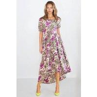 Dals Hart Women's Purple Floral Print High Low Maxi Dress | Size: Medium