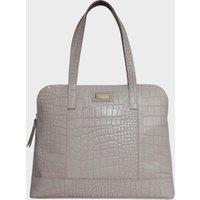 Assots London Women's EVA' Croc Embossed Real Leather Designer Unlined Tote Bag in Grey