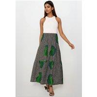 Dals Hart Women's Green Patterned Tiered Maxi Skirt | Size: Large