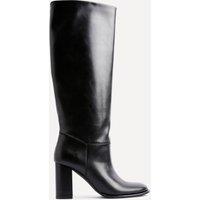 Linzi Women's Cole Black Faux Leather Pull-On High Leg Block Heeled Boots | Size: 7-Standard Fit