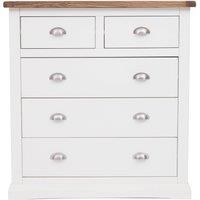 Cabinet Bits Cosenza 5 Drawer Chest of Drawers Chrome Cup Handle in Off-White