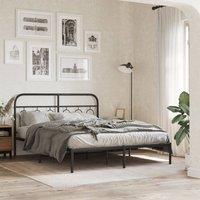 Metal Bed Frame without Mattress with Headboard Black 150x200cm