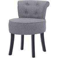 Light Grey Linen Upholstered Vanity Stool Dressing Chair