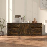 Berkfield Home 3 Piece Sideboard Smoked Oak Engineered Wood in Brown