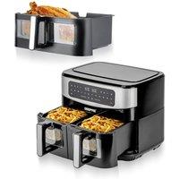 Geepas 9L Dual Basket Air Fryer with Single 10L Basket Vortex Technology 2600W in Black