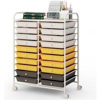 Costway 20 Drawers Storage Rolling Cart Home Office Mobile Utility Trolley Organizer in Yellow