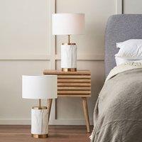 Ruma Set of 2 Carrara Marble Effect Ceramic Table Lamp in White