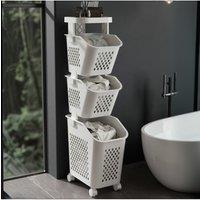 3-Tier Storage Rack Laundry Baskets with Casters