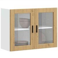 Berkfield Home Kitchen Wall Cabinet with Glass Door Porto Artisan Oak in Brown